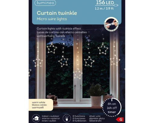 156 Led Micro Curtain Twinkle Lights With 8 Functions
