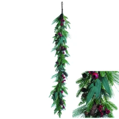 130Cm Garland With Red Berries Apple And Pinecone