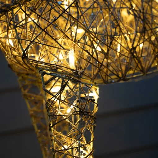 130Cm Gold Glitter Reindeer With 80 Warm White Led Lights