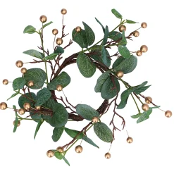 Eucalyptus And Gold Berry Large Candle Ring