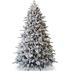 7.5Ft Feel Real Snowy Waterford Pine Pre-Lit Artificial Christmas Tree