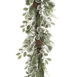 6Ft Sparkle Holly Berry Christmas Garland