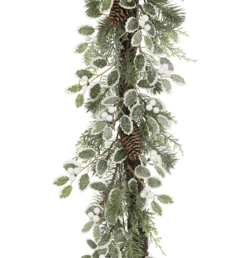 6Ft Sparkle Holly Berry Christmas Garland