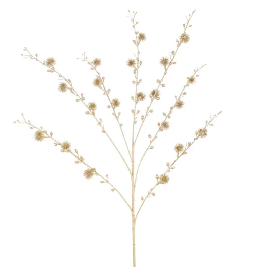 Gold Metallic Thistle Christmas Spray