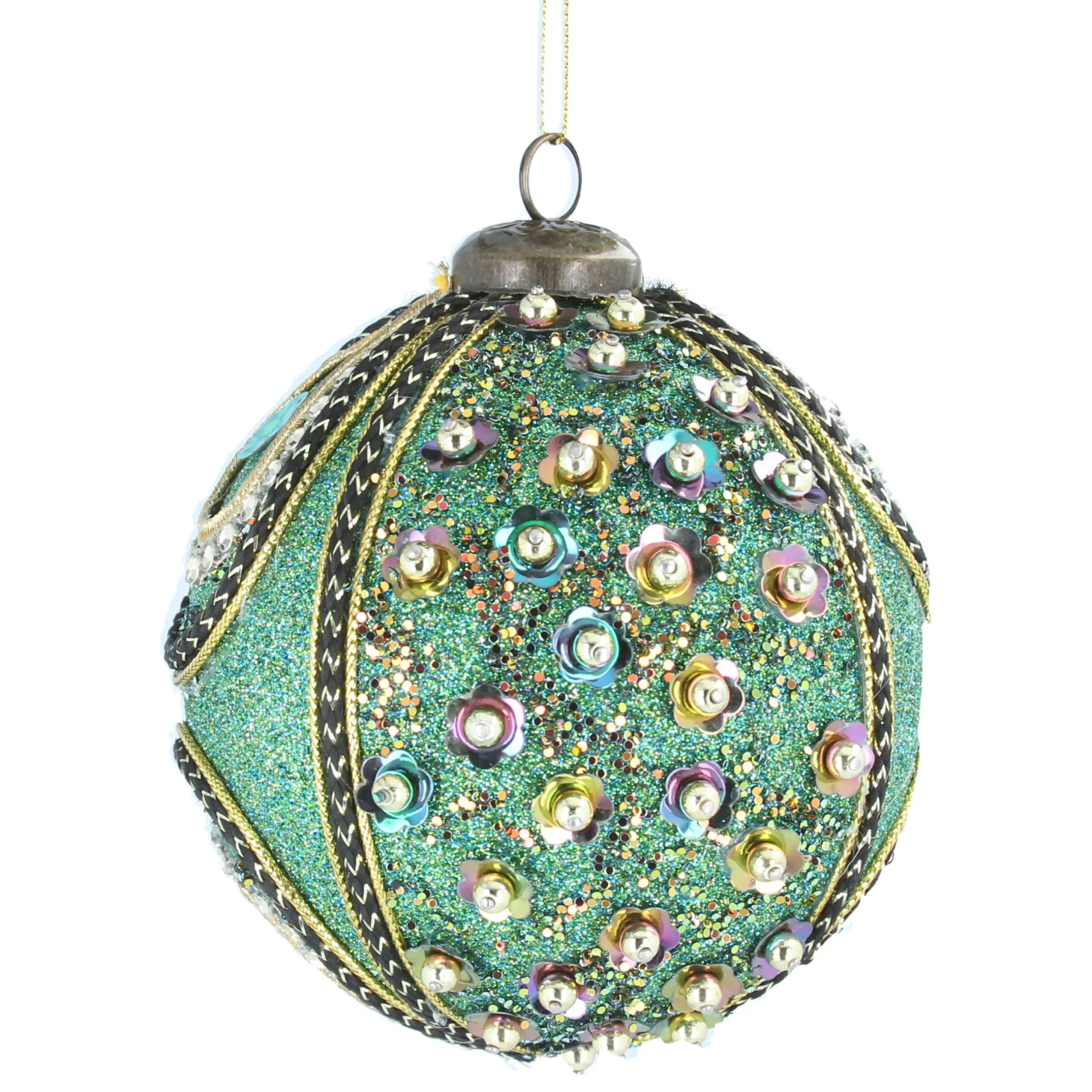 Peacock Green Glitter Braid Sequin Ball